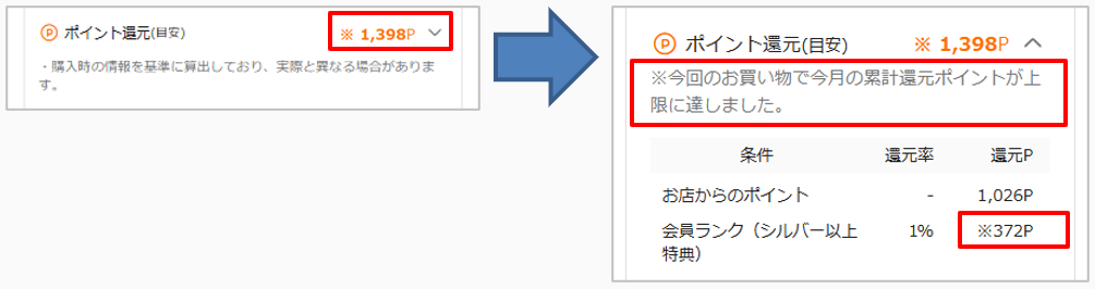 Q.会員ランクのポイント還元の上限に関する表示が出た①.png